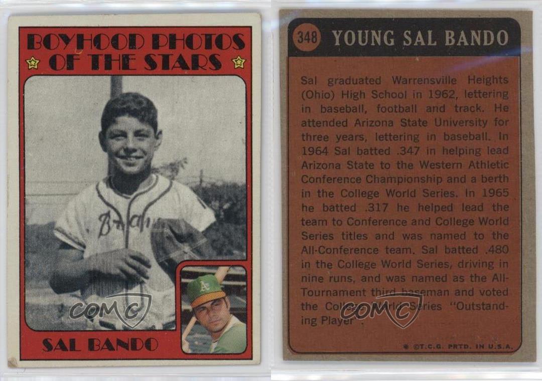 1972 Topps Boyhood Photos of the Stars Sal Bando #348