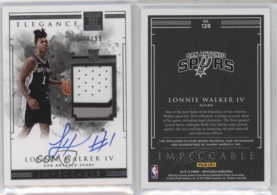 2018 Panini Impeccable Elegance Jersey /99 Lonnie Walker IV #128 Rookie Auto RC - Picture 3 of 3