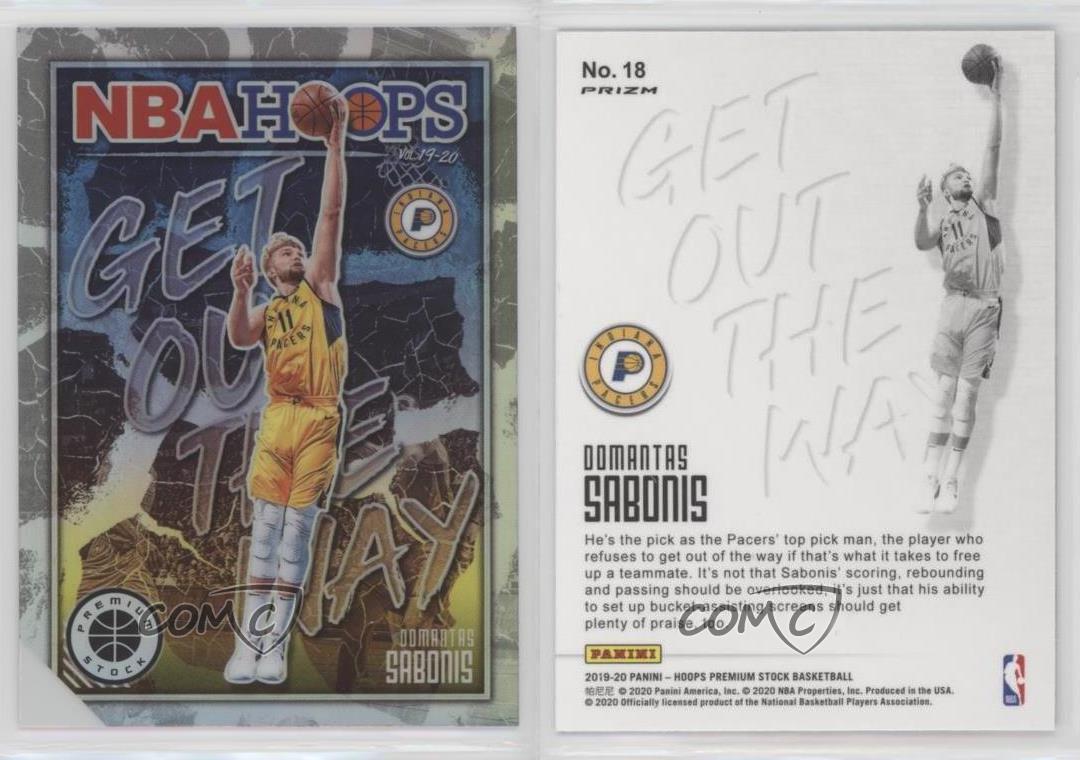 2019-20 Panini Hoops Get Out the Way Holo #18 Domantas Sabonis Indiana Pacers Basketball Card 