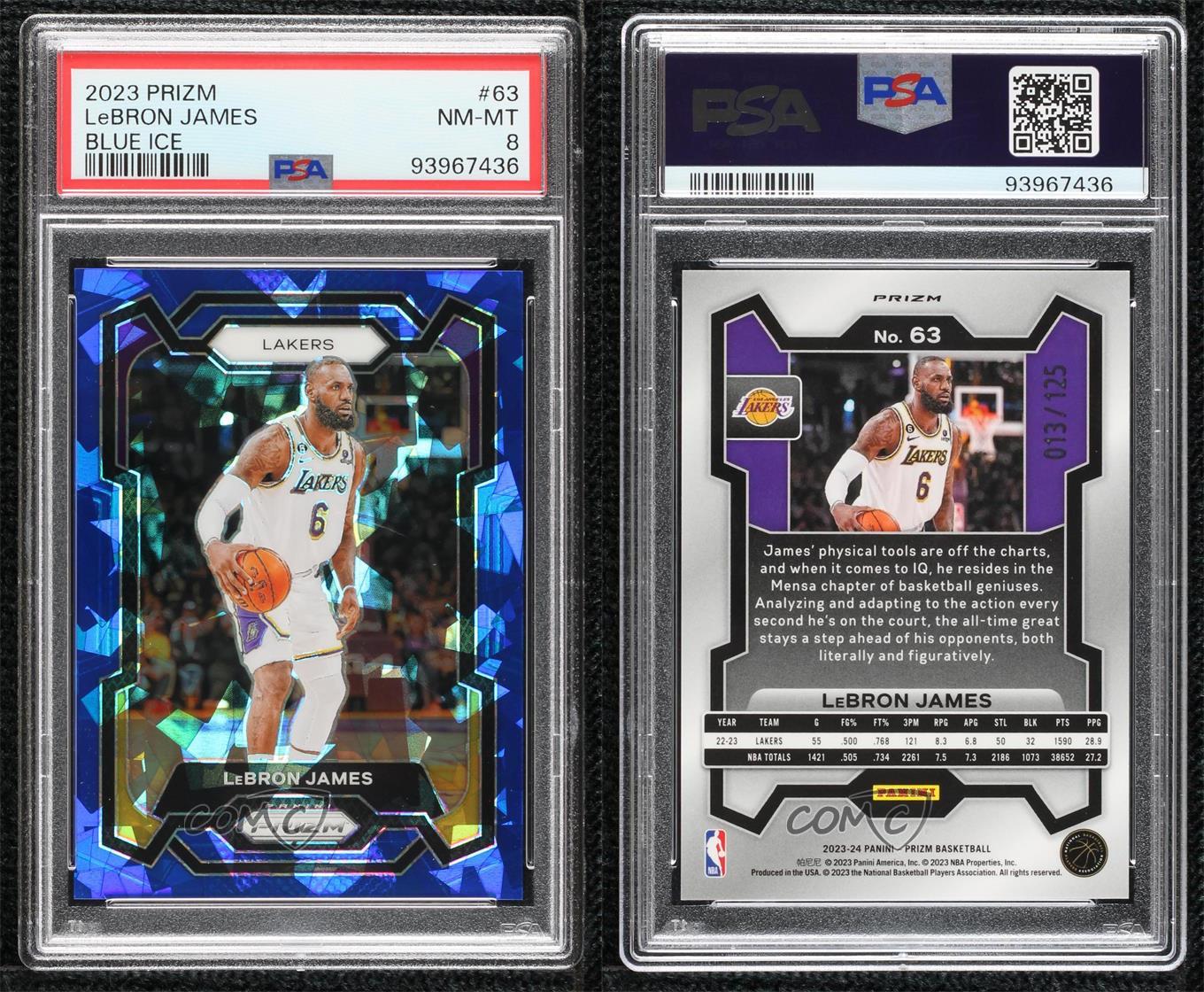 2023-24 Panini Prizm Blue Ice Prizm /125 LeBron James #63 PSA 8 - Bild 3 von 3