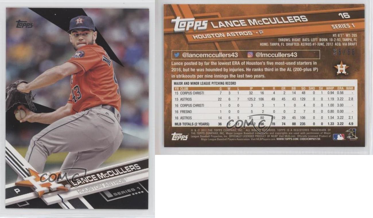 2017 Topps Black /66 Lance McCullers Jr Lance McCullers #16 - Foto 3 di 4