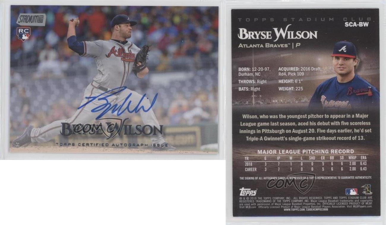 2019 Topps Stadium Club Auto Bryse Wilson #SCA-BW Rookie Auto RC