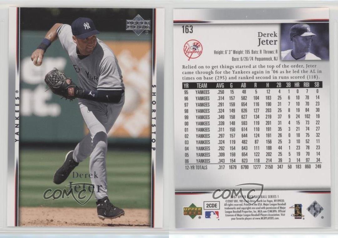 2007 Upper Deck 163 Derek Jeter New York Yankees Baseball Card eBay