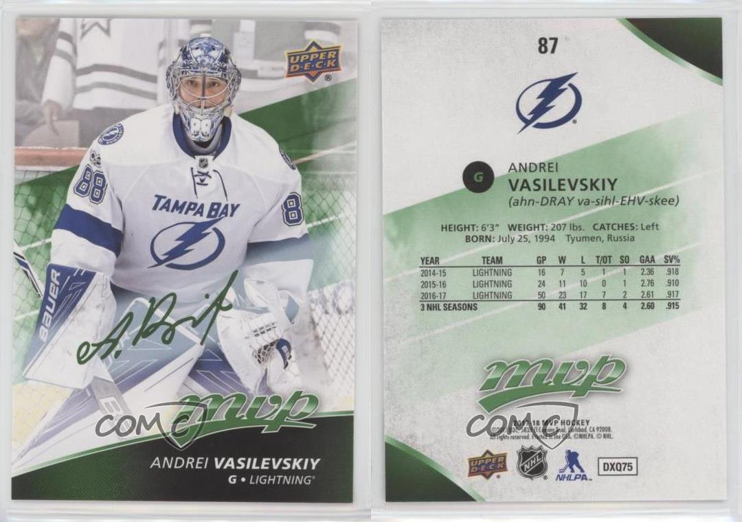 2017-18 Upper Deck MVP Green Script Andrei Vasilevskiy #87