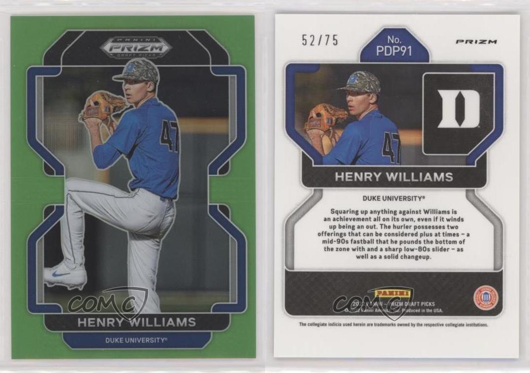 Panini Prizm Draft Picks 2022 vert lime vente Prizm /75 Henry Williams #PDP91