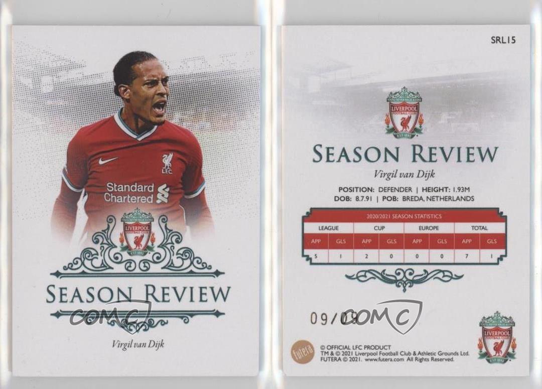 2020-21 Futera Liverpool FC Season Review Green /9 Virgil Van Dijk #SRL15