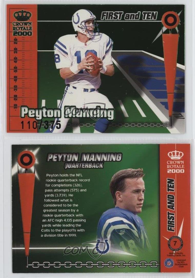 2000 Pacific Crown Royale First & Ten /375 Peyton Manning #7 HOF - Picture 3 of 3