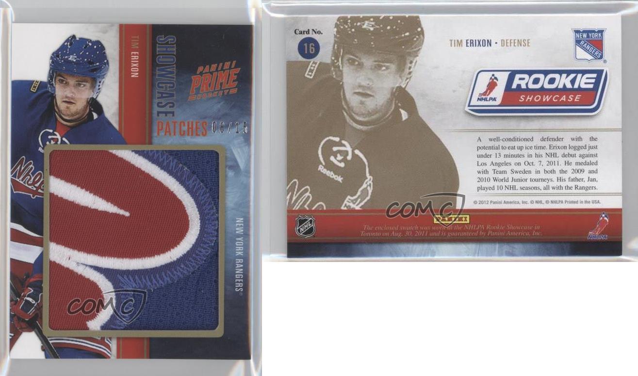 2011-12 Panini Prime Showcase Patch /15 Tim Erixon #16 Rookie Patch RC - Picture 3 of 3