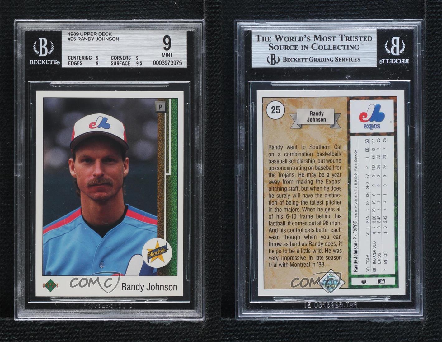 1989 Upper Deck Randy Johnson #25 BGS 9 MINT Rookie RC HOF