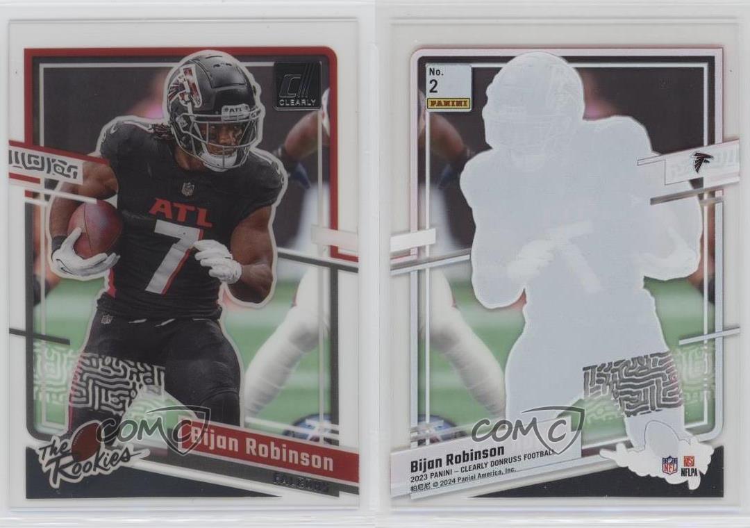 2023 Panini Clearly Donruss Clearly The Rookies Bijan Robinson #2 RC - Foto 3 di 4