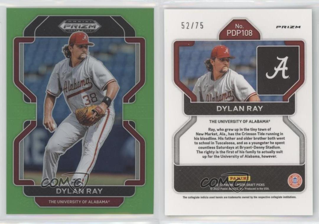 Panini Prizm Draft Picks 2022 vert lime Prizm /75 le plus cher Dylan Ray #PDP108