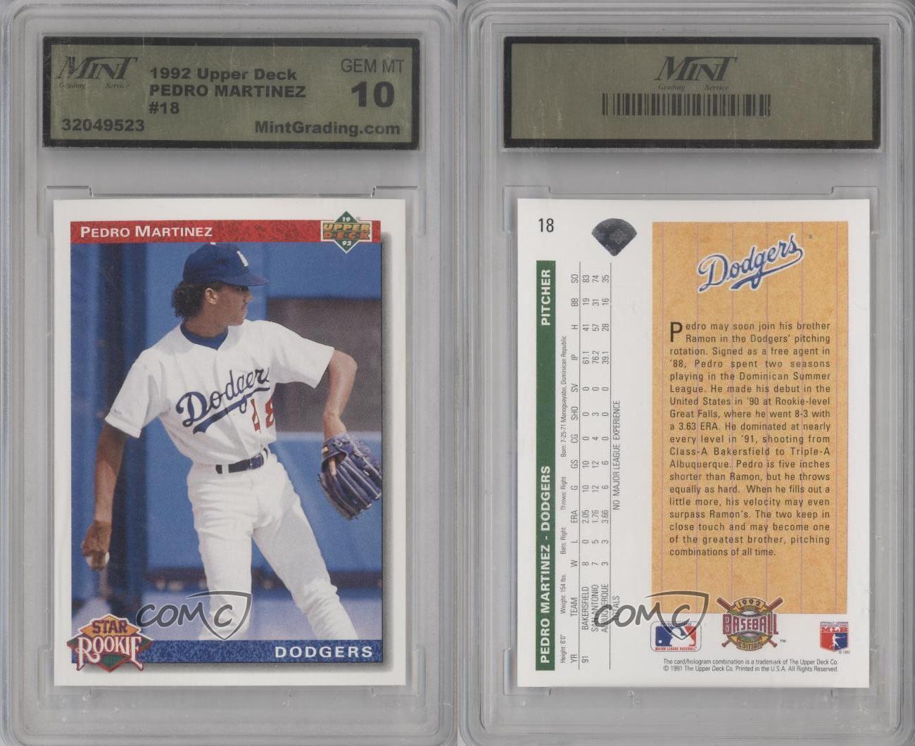 1992 Upper Deck 18 Star Rookie Pedro Martinez Los Angeles