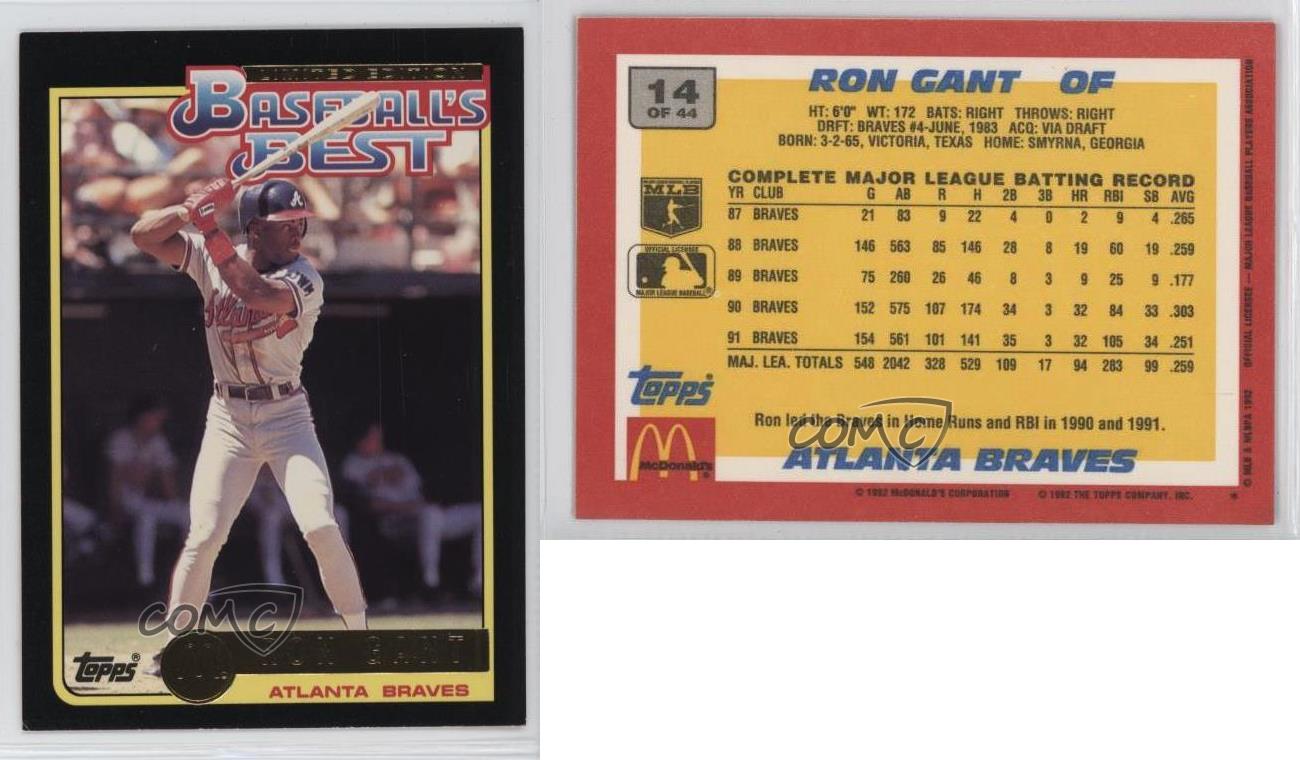 1992 Topps McDonald's Limited Edition Baseball's Best Ron Gant #14