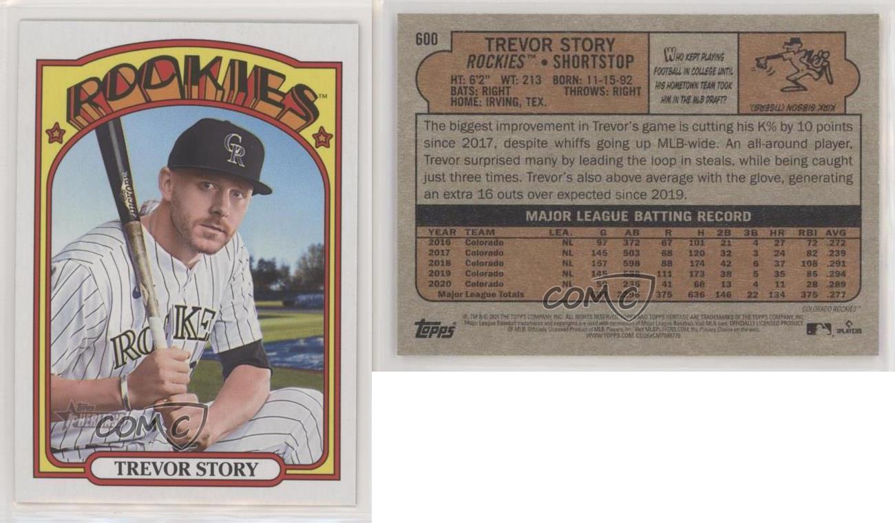 2021 Topps Heritage #600 Trevor Story Colorado Rockies