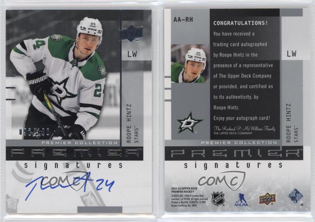2021-22 Upper Deck Premier 20th Anniversary Auto /100 Roope Hintz #AA-RH Auto - Picture 4 of 4