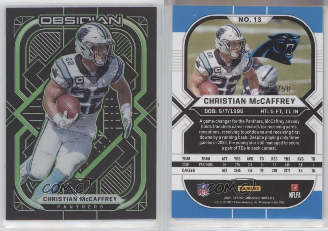 2021 Panini Obsidian Supernova Electric Etch Green /15 Christian McCaffrey  #S-8