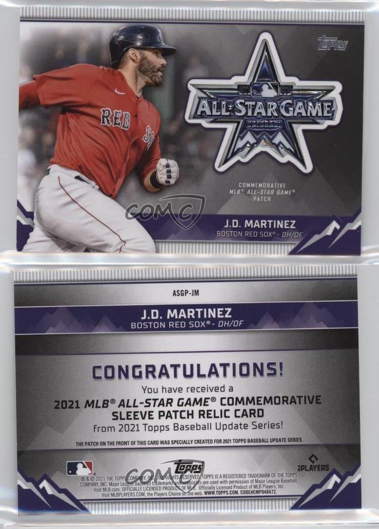 J.D. MARTINEZ 2021 Topps Update ALL-STAR GAME SLEEVE PATCH Red Sox