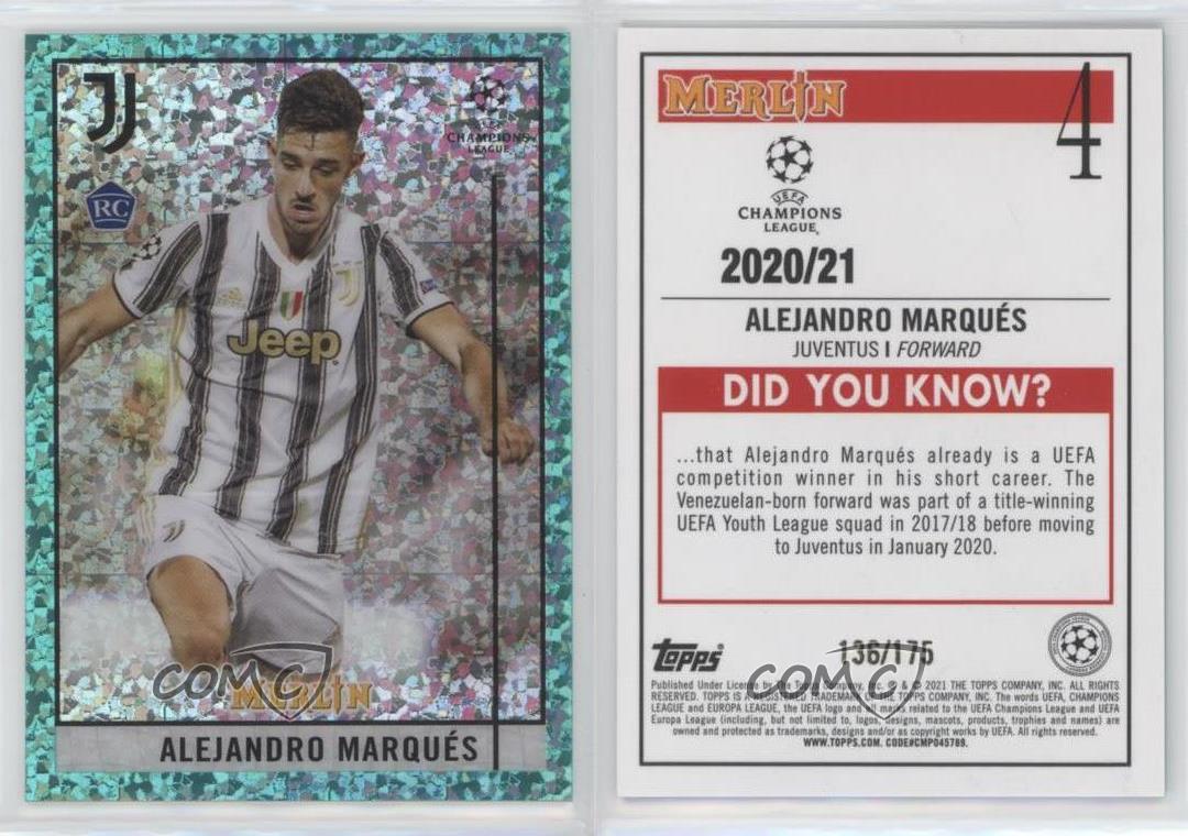 2020-21 Topps Merlin Collection Chrome UCL /175 Alejandro Marques #4 Rookie RC