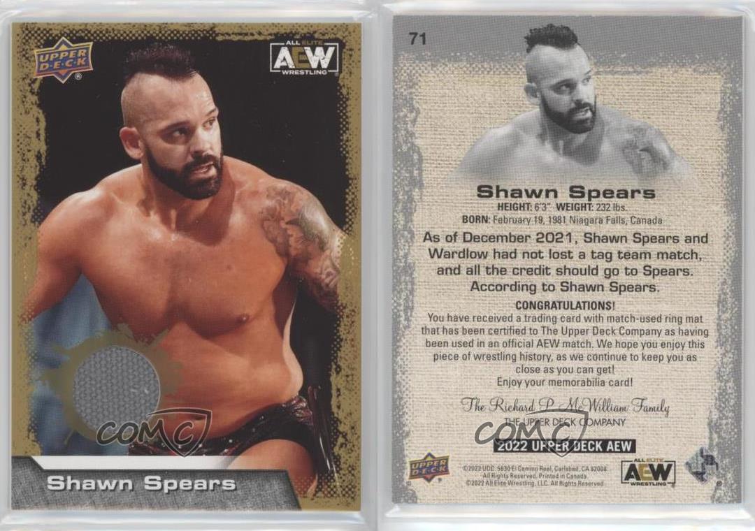 2022 AEW All Elite Wrestling Gold Mat Relics Tye Dillinger Shawn Spears #71