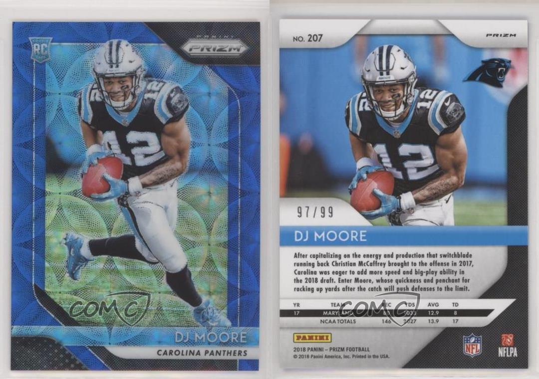 2018 Panini Prizm Light Blue #207 Rookies DJ Moore Carolina Panthers Rookie Card