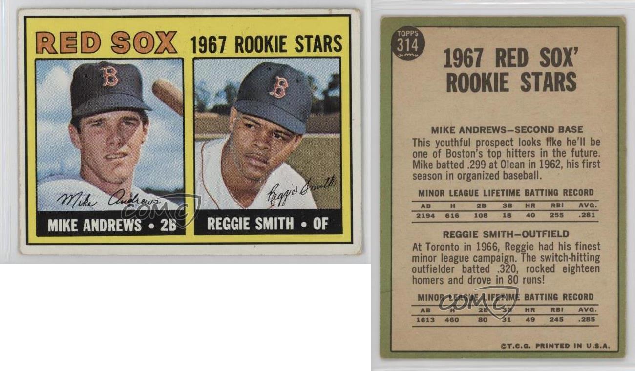 1967 Topps 1967 Rookie Stars Mike Andrews Reggie Smith #314 Rookie RC