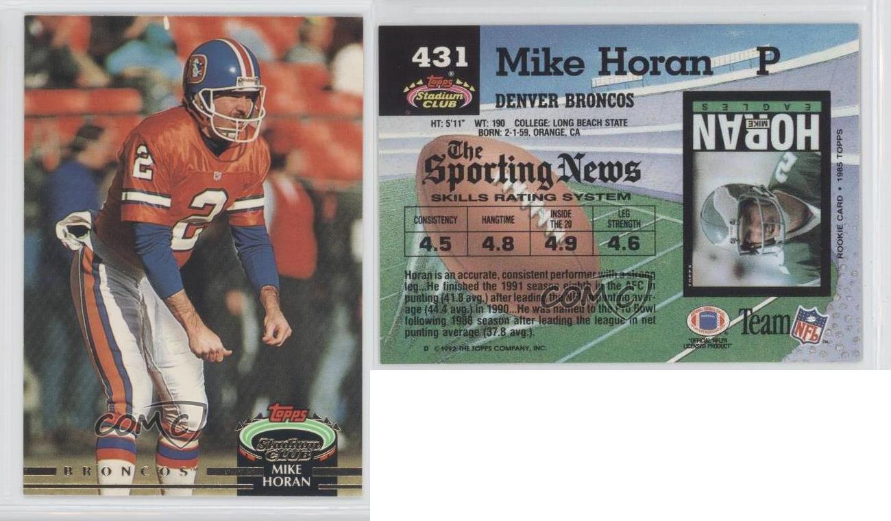 1992 Stadium Club Mike Horan Denver Broncos #431