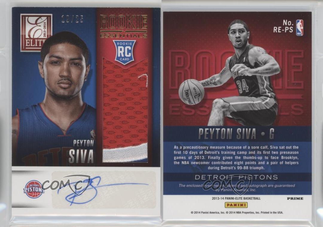 2013 Elite Rookie Essentials Materials Signatures Prime /25 Peyton Siva Auto RC