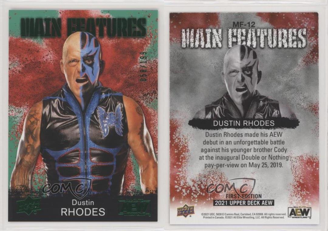 2021 Upper Deck AEW All Elite Wrestling Main Features Green /199 Dustin Rhodes