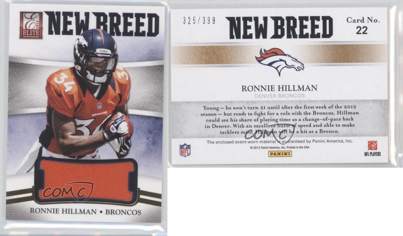 2012 ELITE #22 RONNIE HILLMAN JERSEY ROOKIE CARD RC #23/399 - DENVER BRONCOS