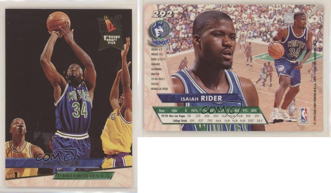 1994 Isaiah Rider Fleer Ultra 292 Rookie Card Basketball -  Sweden