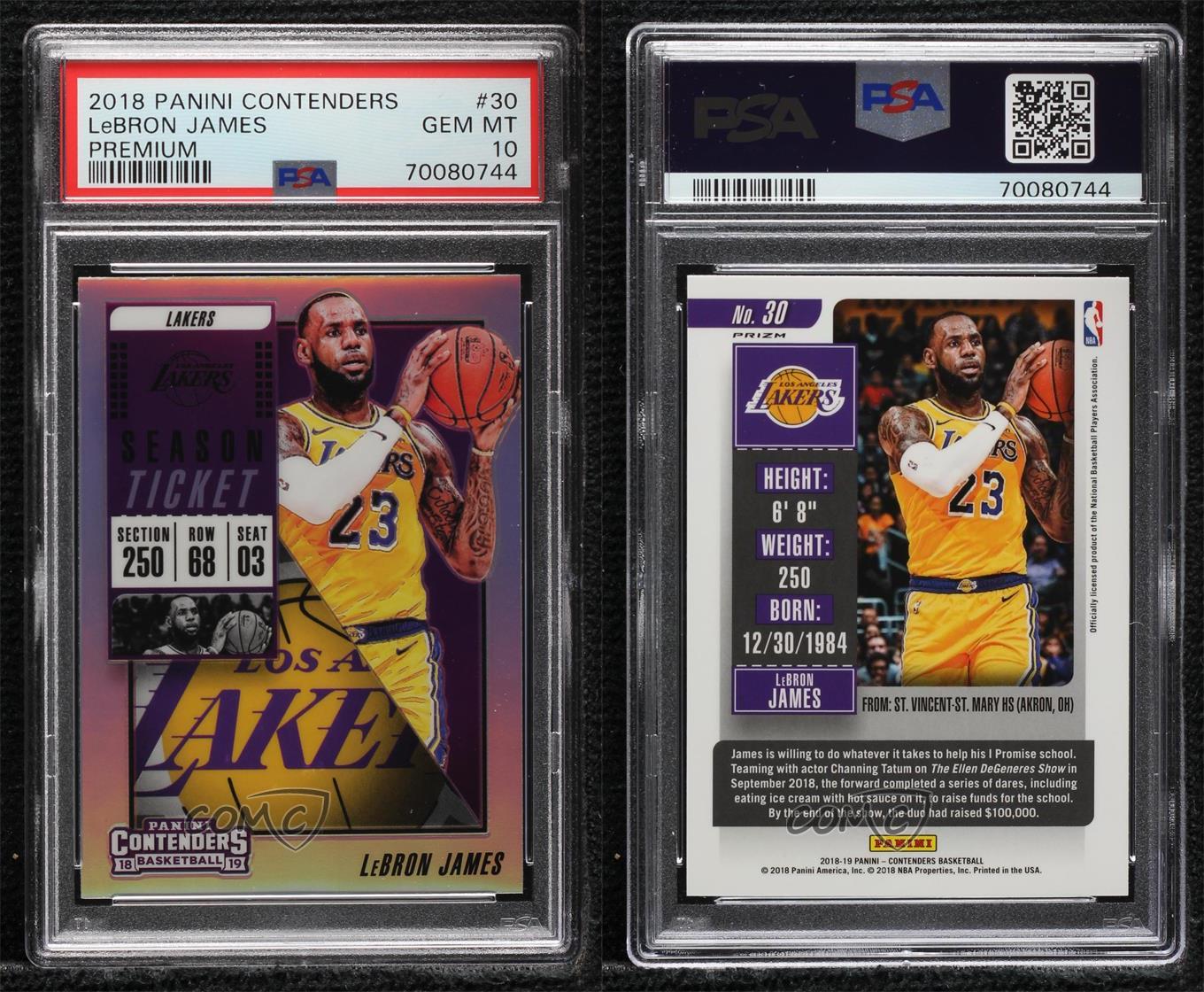 2018 Panini Contenders Premium Edition Silver Prizm LeBron James PSA 10 GEM MT