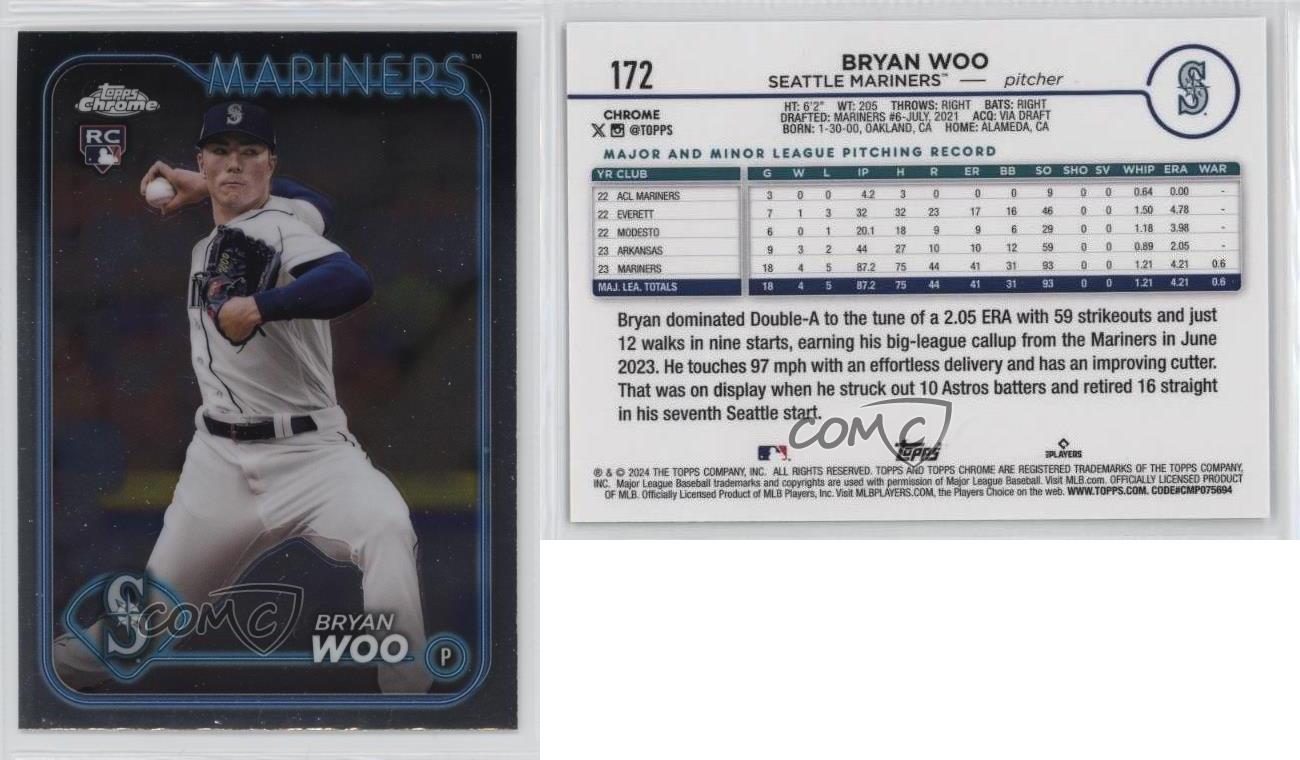 2024 Topps Chrome Bryan Woo #172 Rookie RC