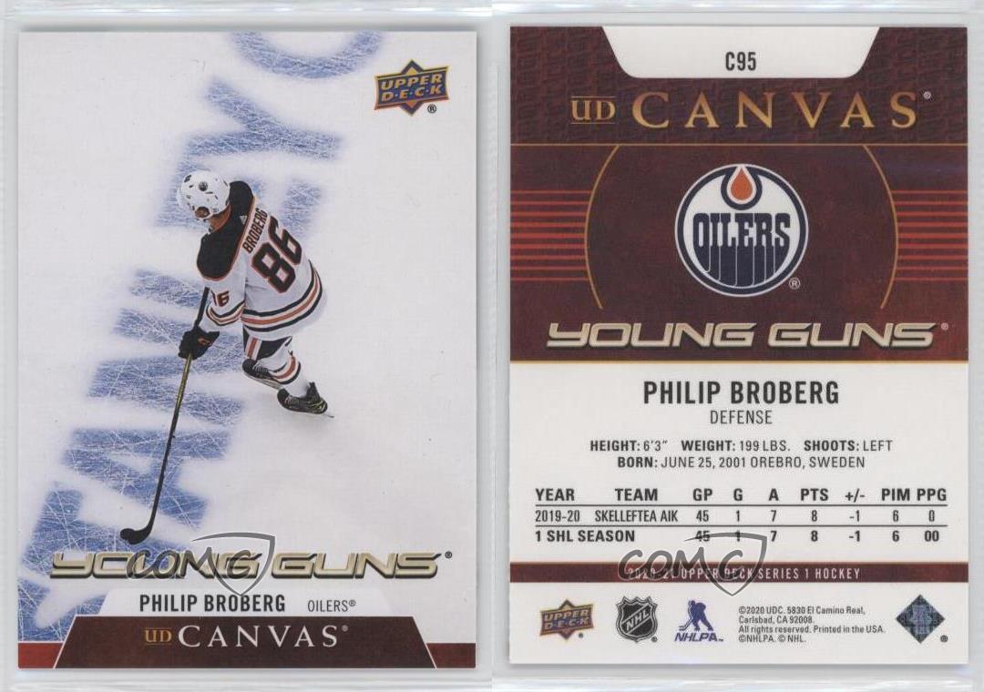 2020-21 Upper Deck UD Canvas Young Guns Philip Broberg #C95 Rookie RC