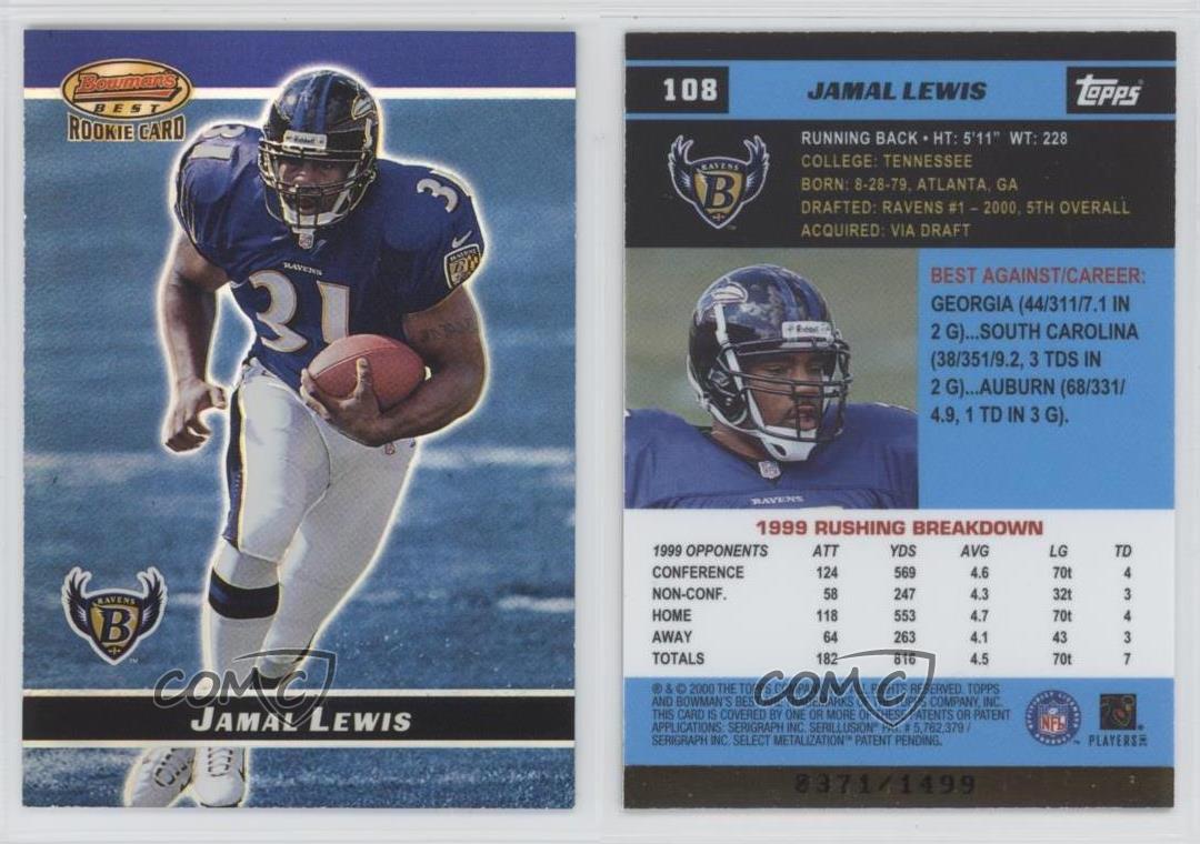 2000 Bowman's Best /1499 Jamal Lewis #108 Rookie RC - Picture 3 of 4