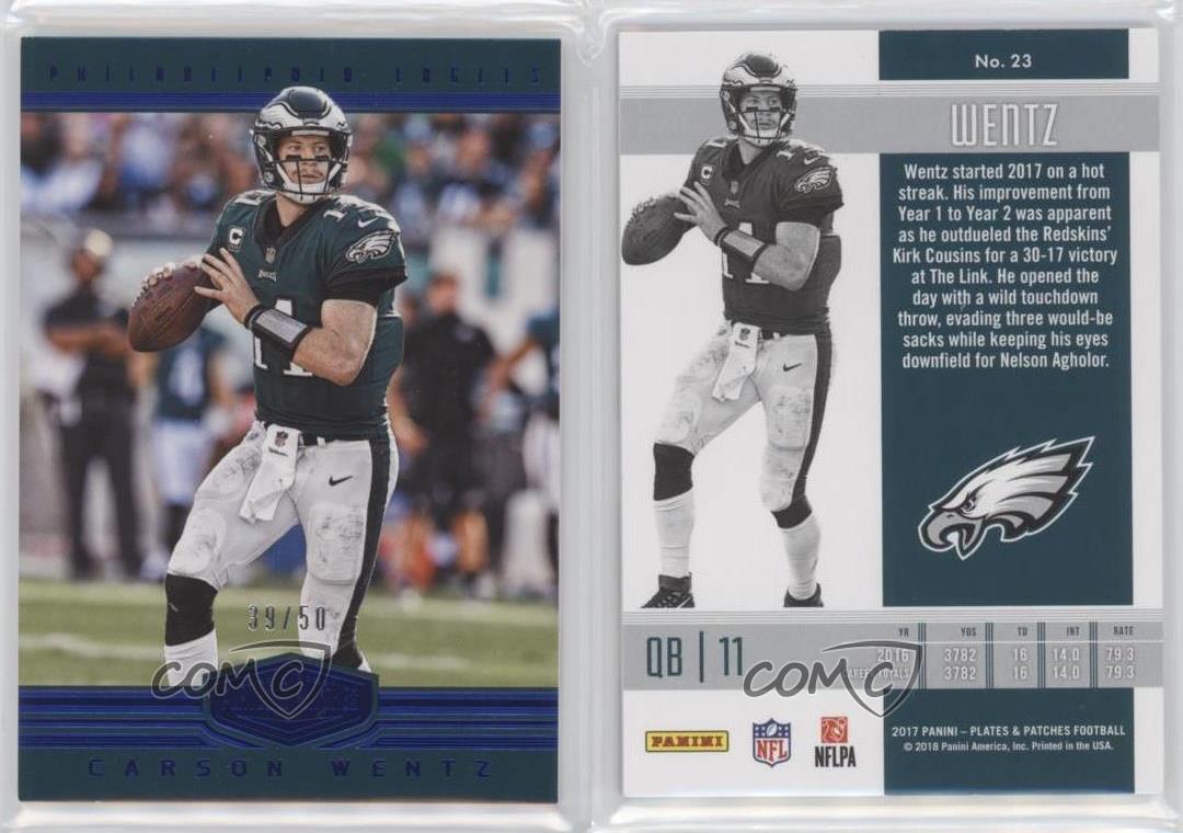 2017 Panini Plates & Patches Blue /50 Carson Wentz #23