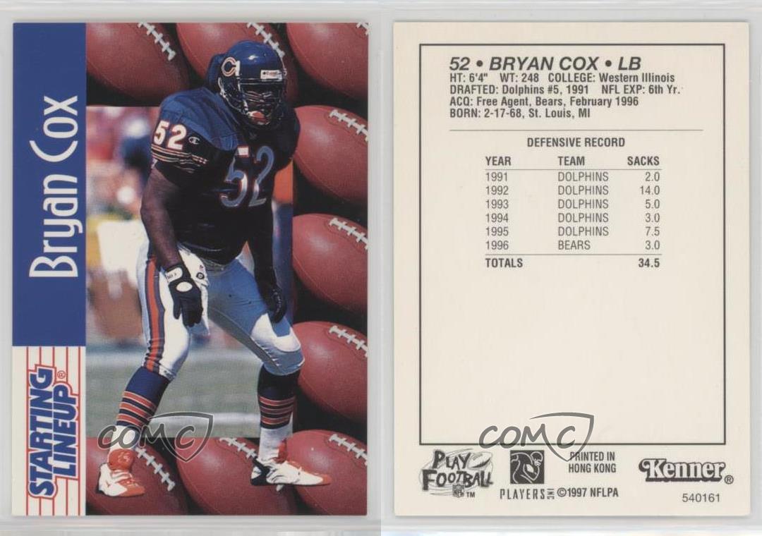 1997 Kenner Starting Lineup Bryan Cox #52 - Picture 3 of 4