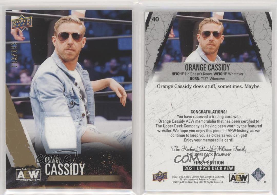 2021 AEW All Elite Wrestling Gold Memorabilia /199 Orange Cassidy #40 Rookie RC