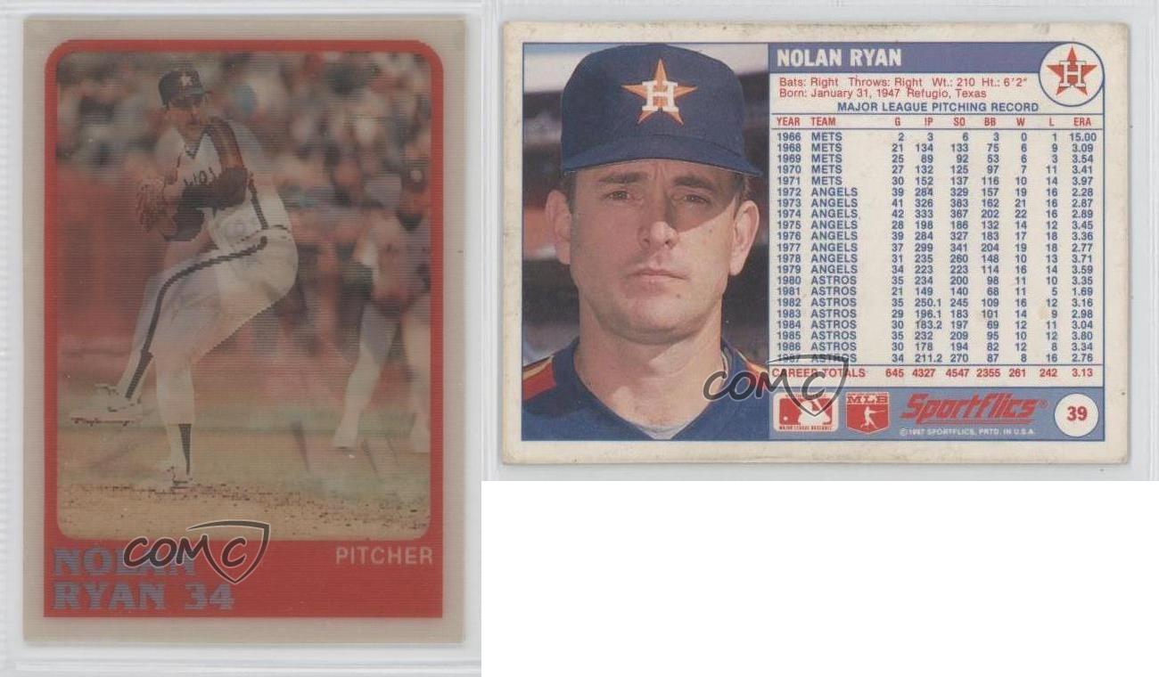 1988 Sportflics 39 Nolan Ryan Houston Astros Baseball Card eBay