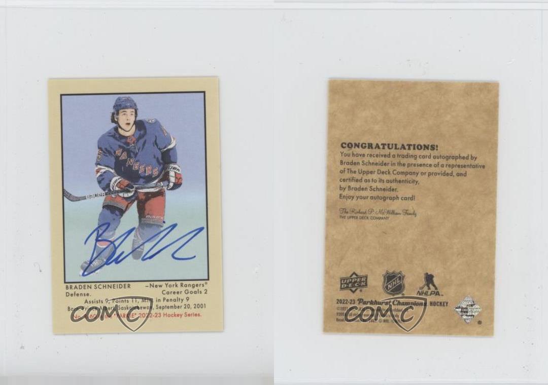 2022 Parkhurst Champions 51 Retros Rookies Braden Schneider #R-60 Rookie Auto RC