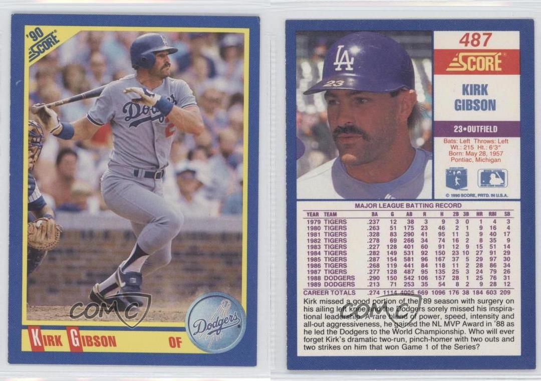 1990 Score 487 Kirk Gibson Los Angeles Dodgers Baseball Card eBay