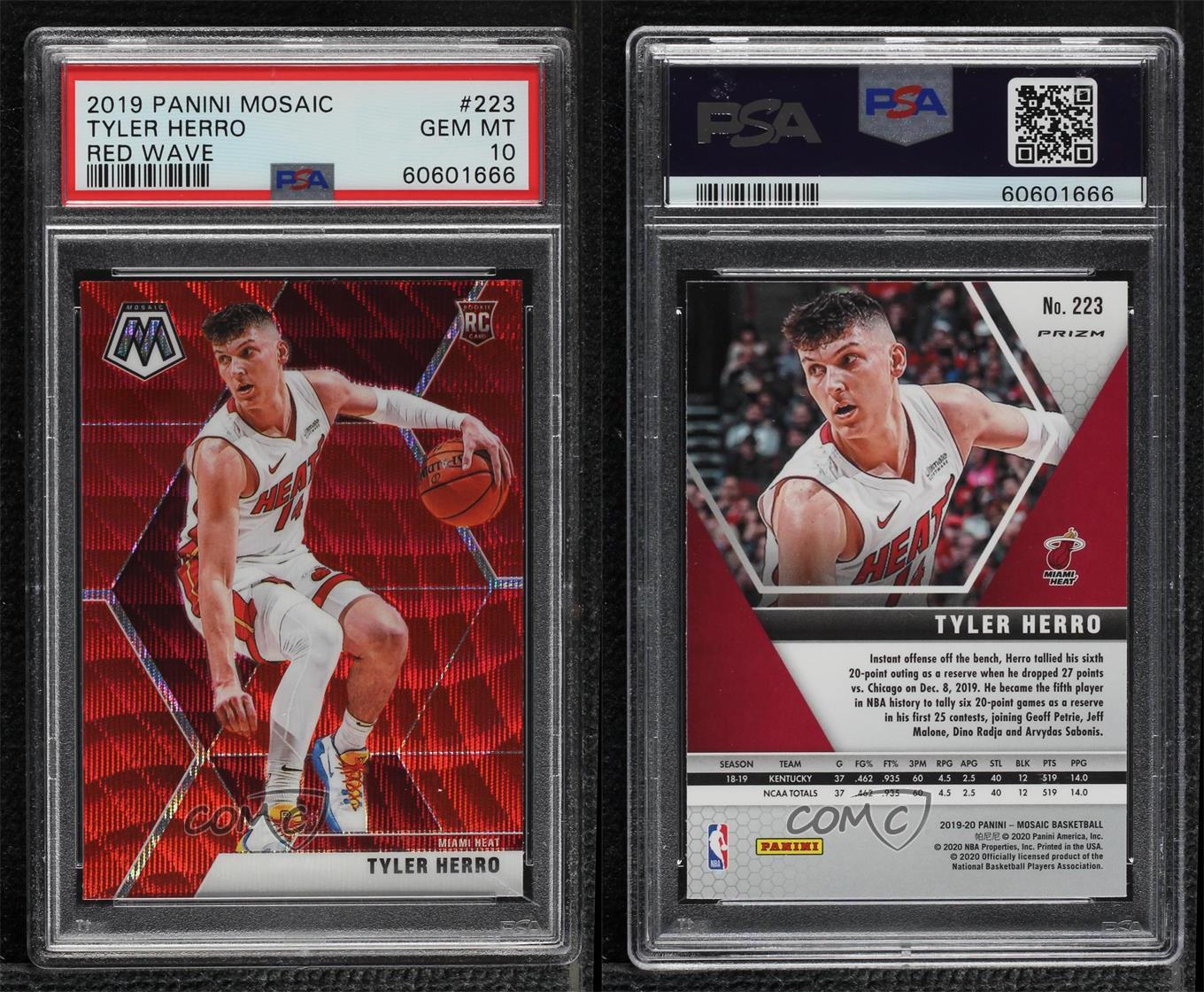 2019-20 Mosaic Rookies Tmall Red Wave Prizm Tyler Herro PSA