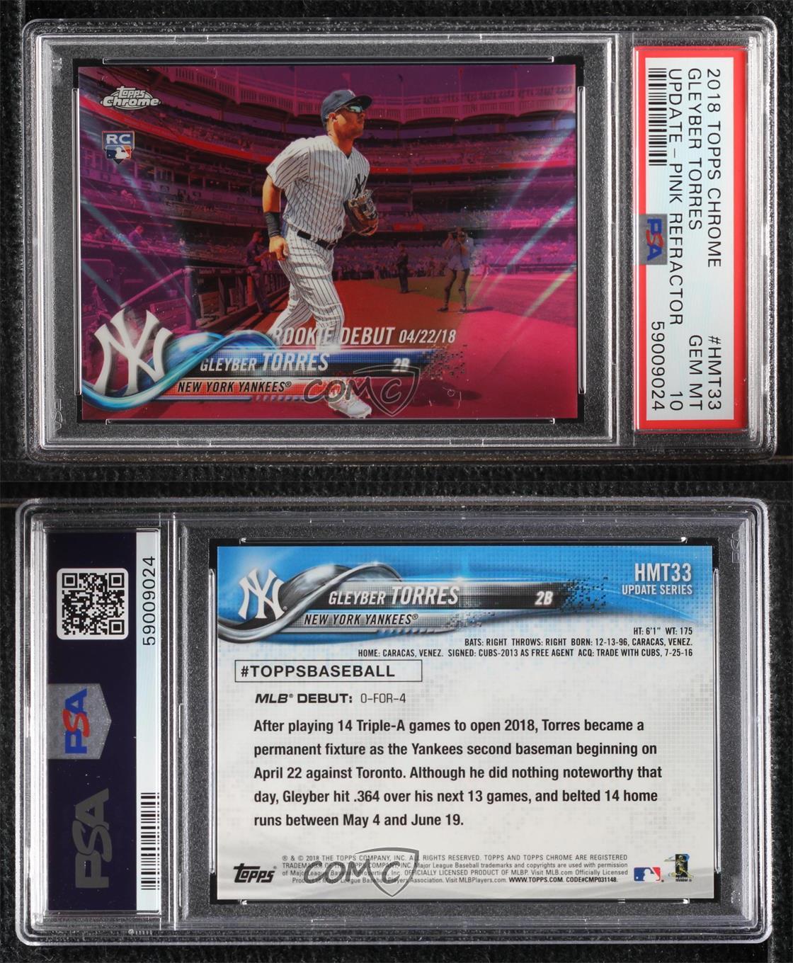 Gleyber Torres 2018 Topps Chrome Update Series Image Variation Rookie Card  #HMT33 New York Yankees