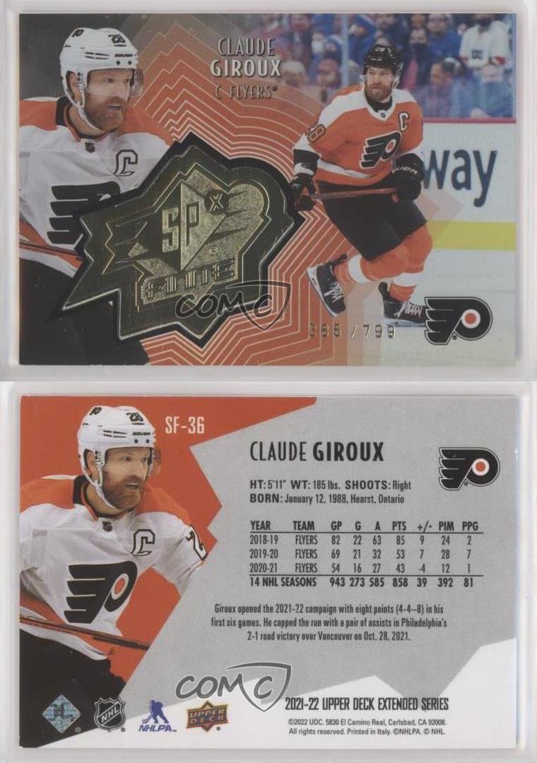 2021-22 Upper Deck Extended Series SPx Finite Radiance /799 Claude Giroux #SF-36