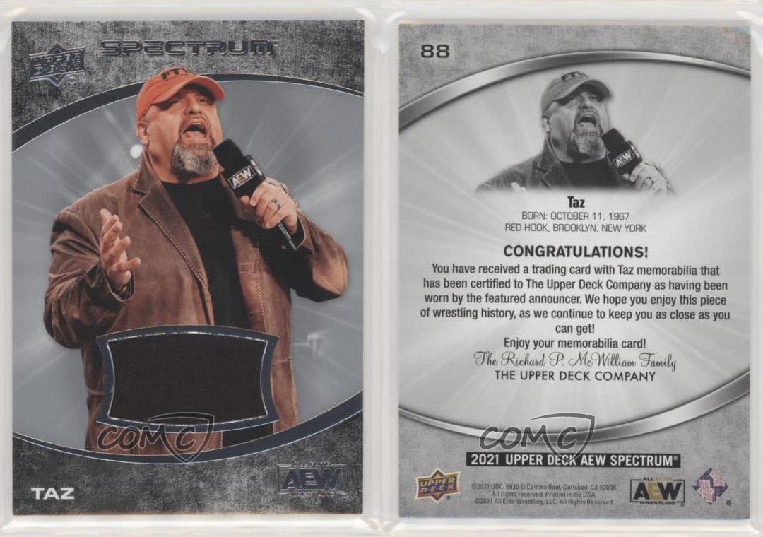 2021 Upper Deck AEW Spectrum Memorabilia Taz #88 Rookie RC