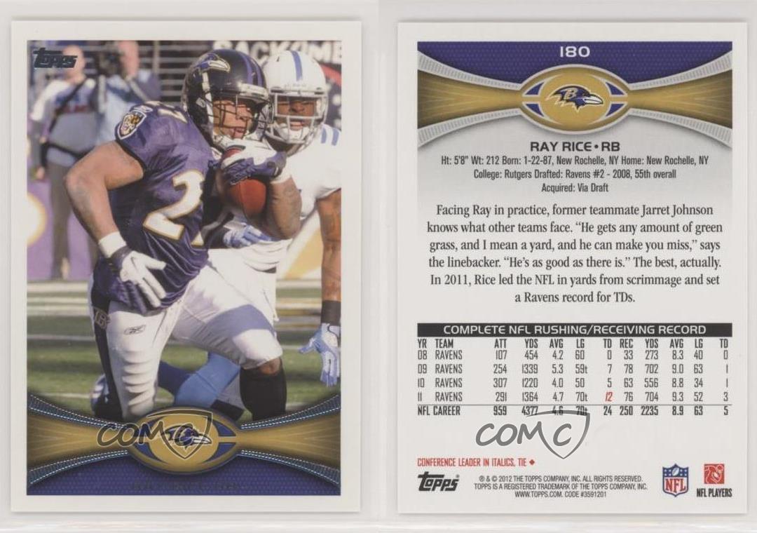 : Ray Rice 2012 Topps #180A - Baltimore Ravens, Purple