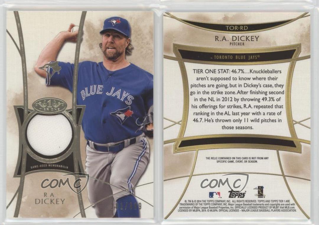 Lot Detail - 2014 Topps Tier 1 Bb- “Dual Relics”- #DR-RD R.A. Dickey, Blue  Jays- #01/50