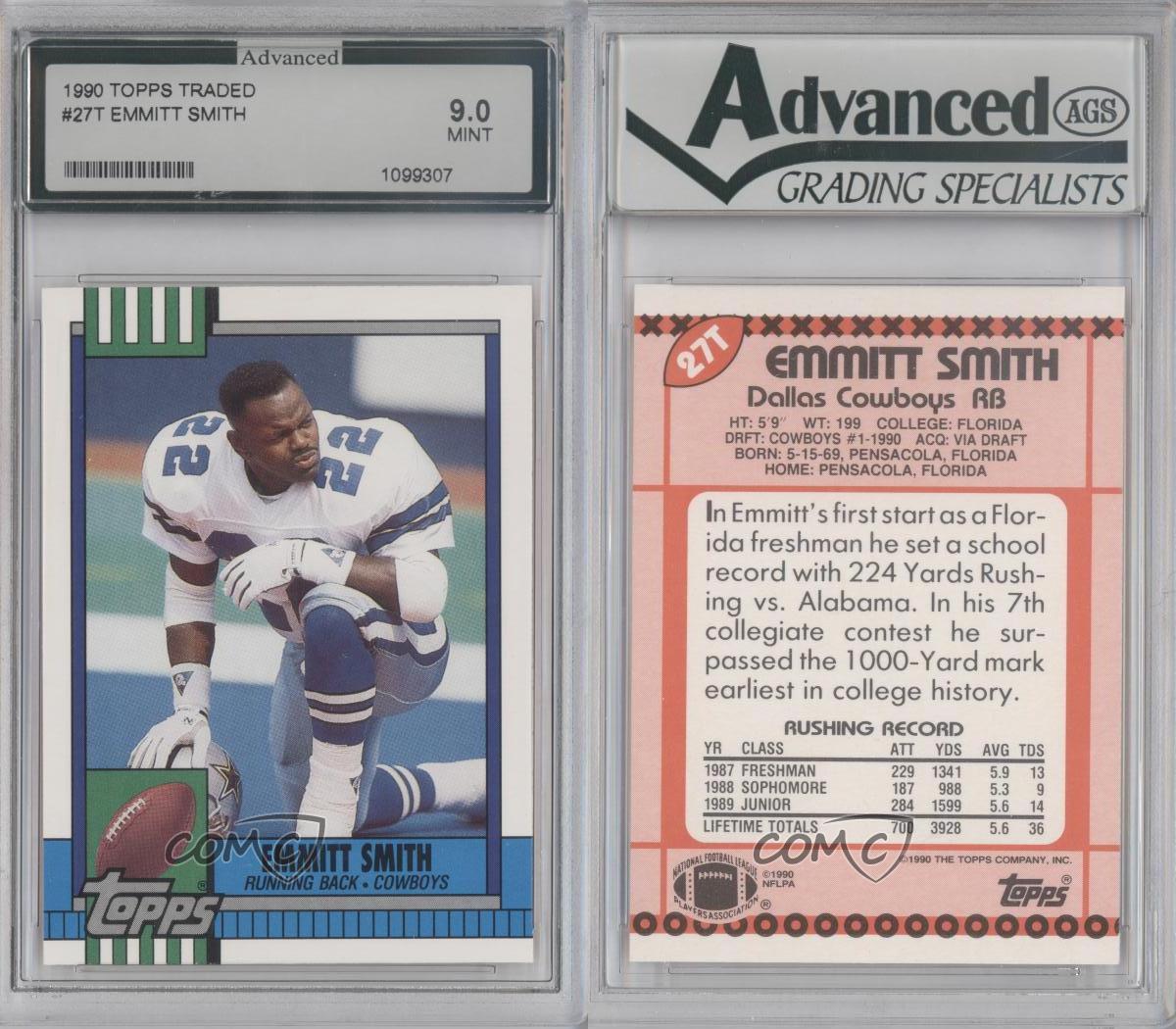 1990 Topps Traded 27T Emmitt Smith Dallas Cowboys RC Rookie Football