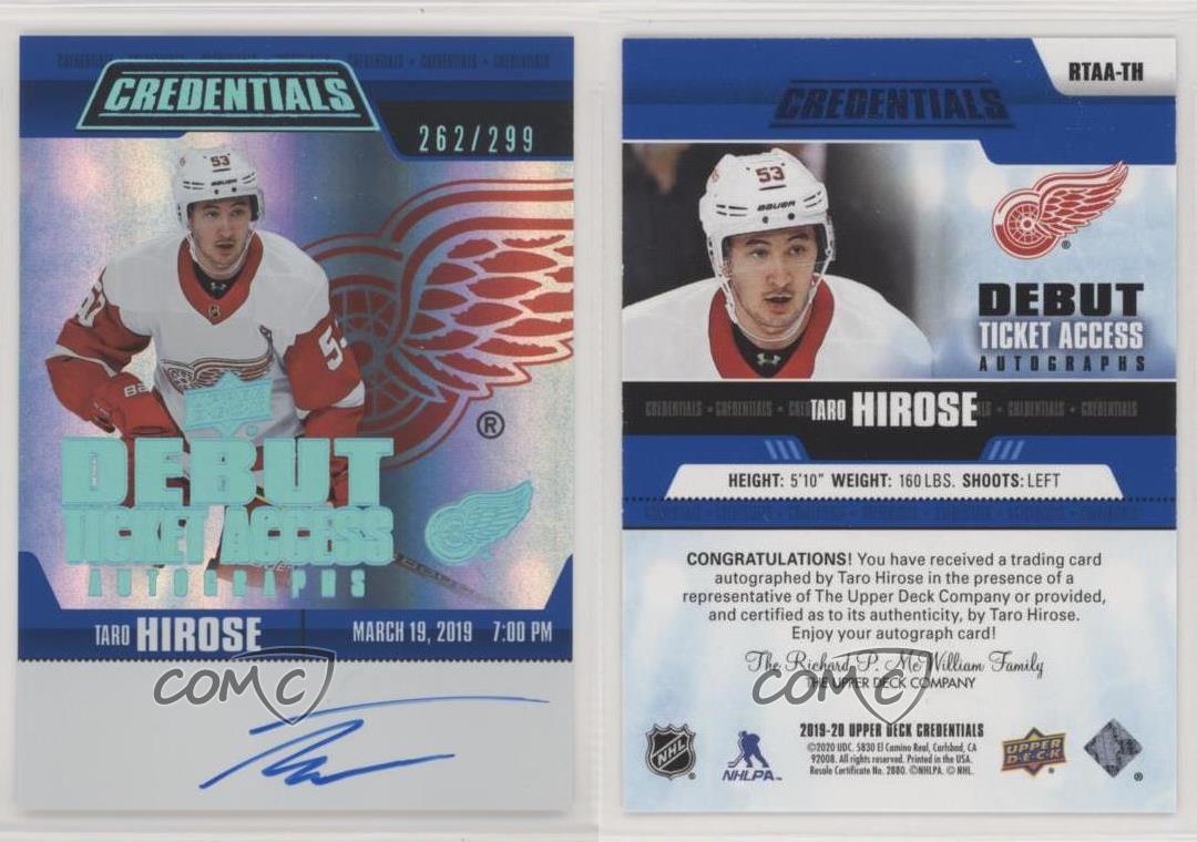 2019-20 Credentials Debut Ticket Access Autos Tier 1 Taro Hirose Rookie Auto RC - Picture 4 of 4