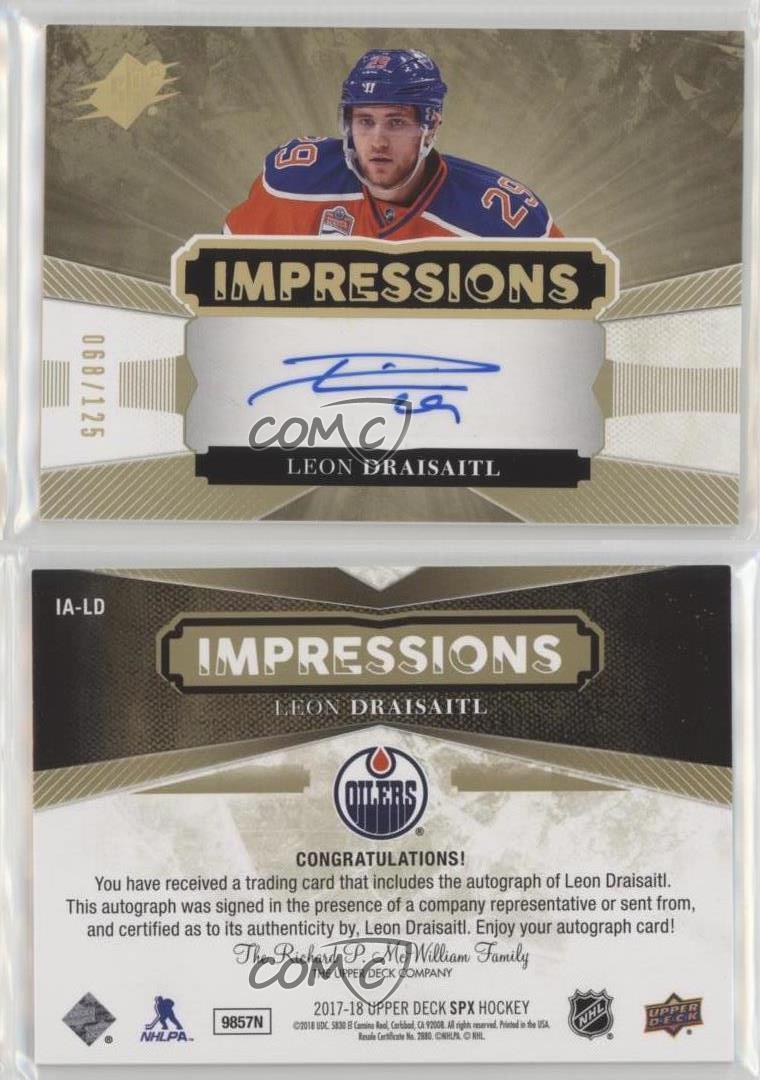 2017-18 SPx Impressions Auto Tier 2 /125 Leon Draisaitl #IA-LD Auto - Picture 3 of 3