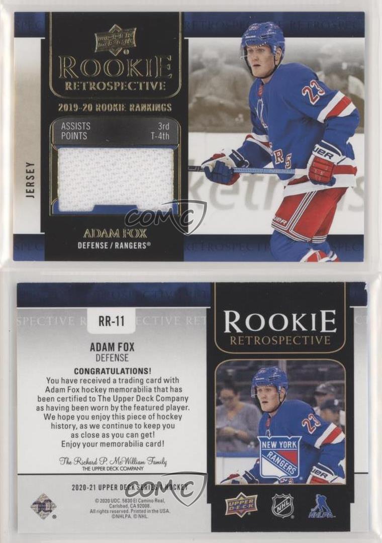 2020-21 Upper Deck Rookie Retrospective Jersey Adam Fox #RR-11 - Foto 4 di 4